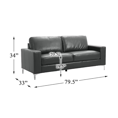 Homelegance Track Arm Sofa With Metal Accent Leg Leather Gel Match, Grey #TOP4