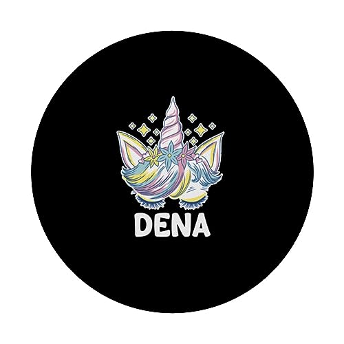 Cute Personalized Name Unicorn Crown Dena PopSockets Swappable PopGrip, Black - Image 3