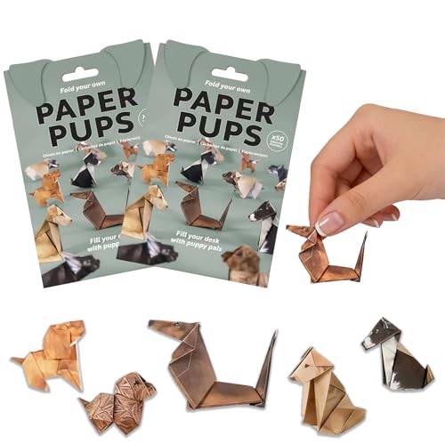 EatnMgan 2PCS DIY Paper Dogs Kit 50 Sheets Cute Origami Dogs 3D Handmade Fun Creative Art Project Origami Paper Activity for Kids & Adults Desk Decor and Gift for Pet Lovers