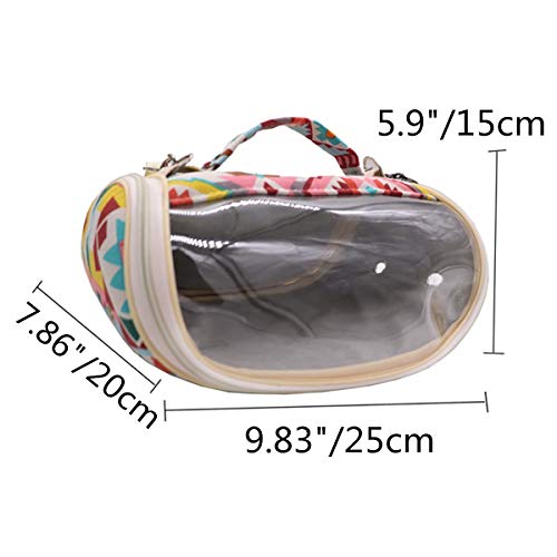 Wontee Small Animal Carrier Bag Portable Outdoor Travel Handbag for Hamster Rat Mice Baby Guinea Pig Chinchilla Hedgehog Squirrel Sugar Glider Small Parrots (M, Pink Ethnic)