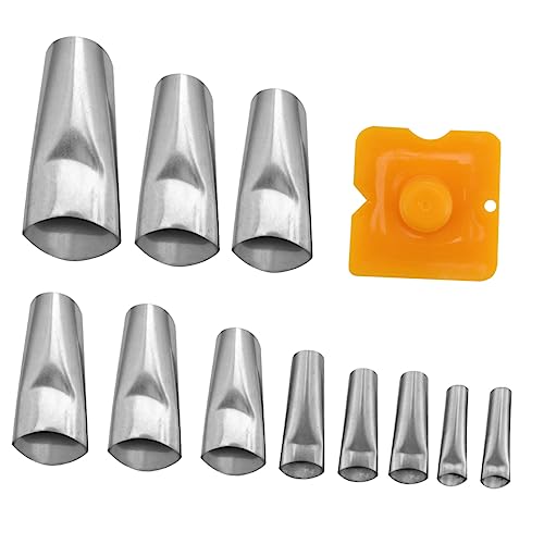 Generic 15pcs Beauty Nozzle Stick Concrete Sealant Cannoli Forms Applicator Finishing Trim Gutter Sealer Caulk Asphalt Crack Filler Circle Kit Trowel Crimp Pen Rope Stainless Steel Yellow