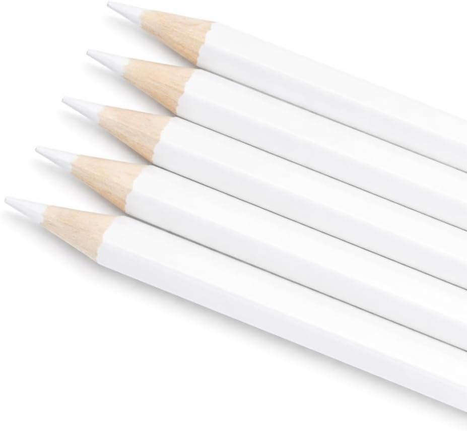 Mandala Crafts 12 White Water Soluble Fabric Pencils for Sewing – Washable Transfer Tailor Marking Pencils & Fabric Marking Tool for Embroidery, Quilting, Dressmaking
