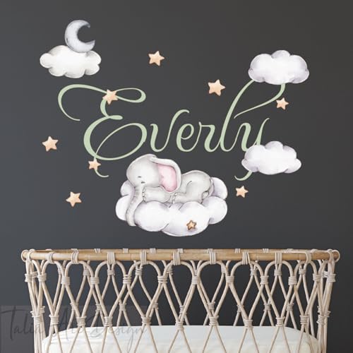 Vinilo Decorativo Infantil Elefante Acuarela Personalizable miniatura 3