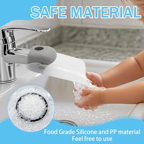 Image of 2Pcs Faucet Extender for Kitchen and Bathtub Sink, Sink Extender for Kids Boys Girls, Grey