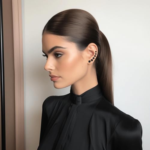 Giantree 6 Pairs of Black Stud Earrings for Men and Women, Faux Gauges Earrings, Hypoallergenic Earrings, 4-10mm Ear Tunnel Stainless Steel Dot Earrings for men and Women (Black)3