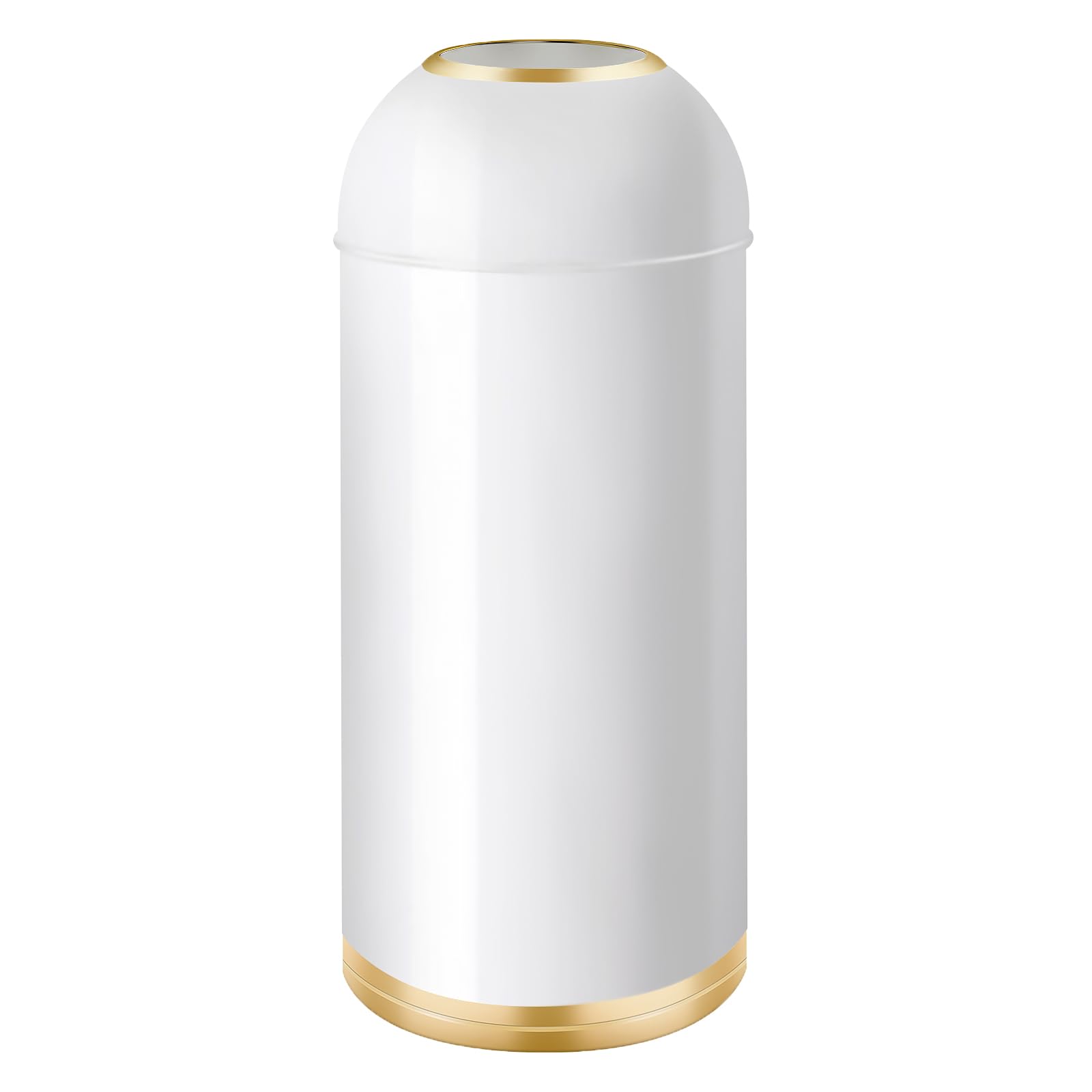QLHIBLY 35L/9 Gallon Stainless Steel Commercial Kitchen Bin,Removable Inner Bucket,Round Open Top Recycling Trash Bin for Home Office Restaurant,Coffee Shop,Shopping Mall(White Gold)