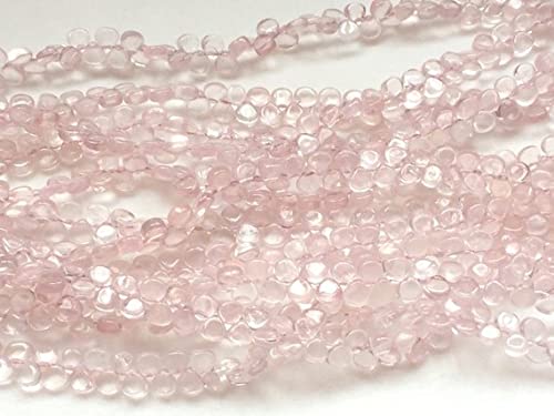 Quartz rose naturel en forme de cœur briolette 5mm pour création collier - 3