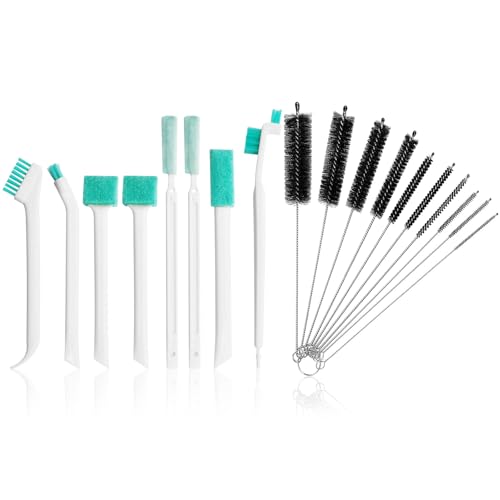 18 Stück Multifunktionale Reinigungsbürste Set, Flaschenbürste Babyflaschen, Fensterrillen Cleaning Brush, Kleine Bürsten zum Reinigen Flasche mit Schwamm für Küche Badezimmer