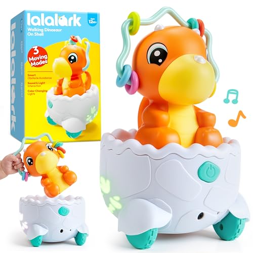 lalalark JOVA 2-in-1 Dinosaur Crawling Baby Toys, Moving Musical Tummy Time Toys with Obstacle Avoidance, Educational Learning Toddler Toys & Light Sound, 1st Birthday Gift for Boys Girls - image 1