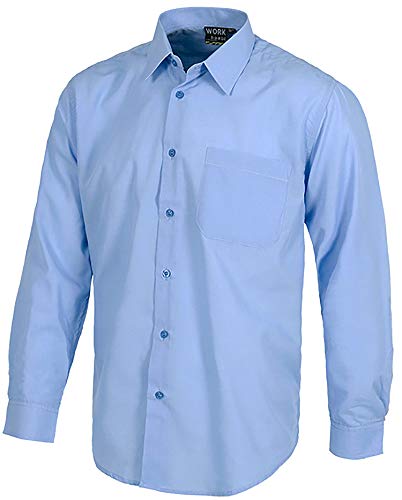 Work Team Camisa de Manga Larga con un Bolso de Pecho. Hombre Celeste 42