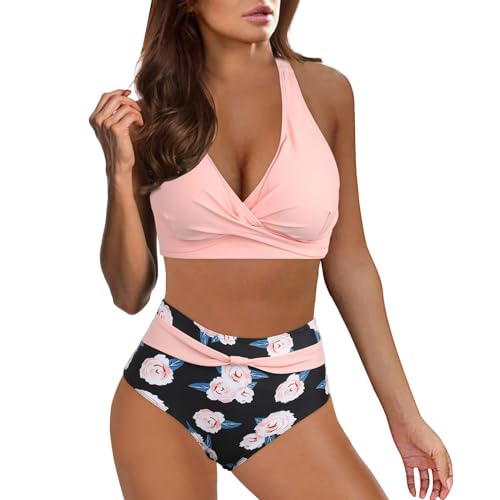 Bikini Damen Set High Waist Bauchweg Bauchkontrolle Crossover...
