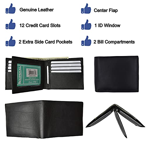 Marshal Premium soft latest style Bifold wallet For Men & Women | Genuine Leather Holder With 11 Slots, 2 Bill Compartments & ID Window | For Credit/Debit Cards, Money, Driver’s License, Travel & More4