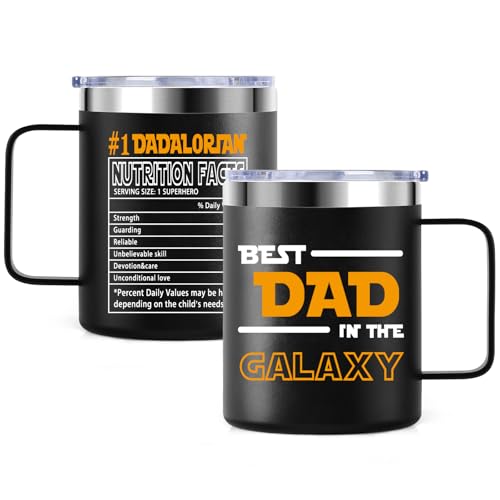 Culaiwan Dad Gifts from Daughter Son, Dadalorian 12oz Stainless Steel Insulated Mug with Lid for Father, Best Dad In The Galaxy Gift for Father's Day...