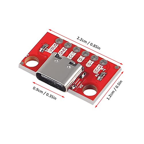 DIANN 5pcs USB Tipo-C Breakout Board Conector Hembra PCB miniatura 5