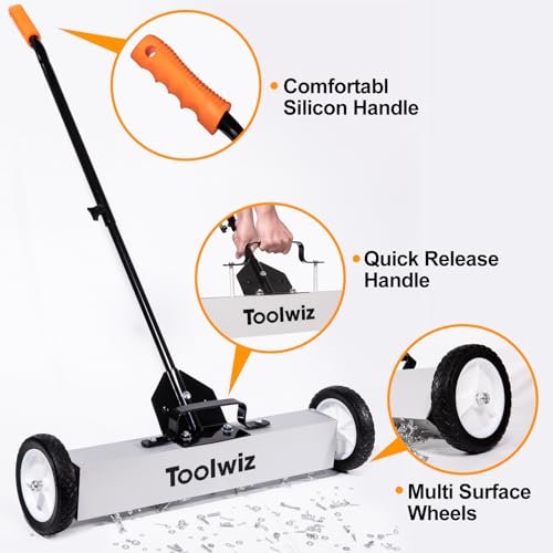 Toolwiz TMS012624 Magnetic Pick Up Sweeper 24-Inch Large Magnet Pickup Lawn Sweeper Roofing Tools thumb #5