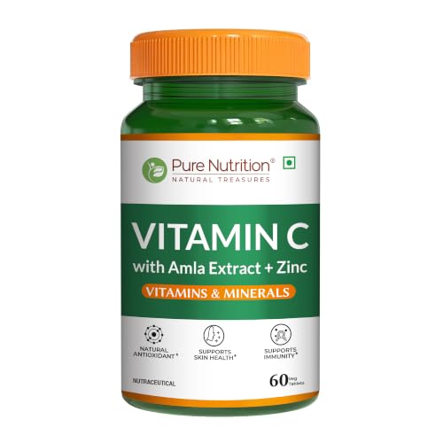 Image of Pure Nutrition Vitamin C with Amla Extract + Zinc Supplement | Boost Immunity | Support In Skin & bone Health - 60 Veg Tablets