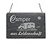 Produktbild Wetterfeste Schiefertafel « CAMPER aus LEIDENSCHAFT » Motiv Wohnwagen Wohnmobil Caravan - Schild Türschild Dekoschild Geschenk - Campen Camping Dauercamper