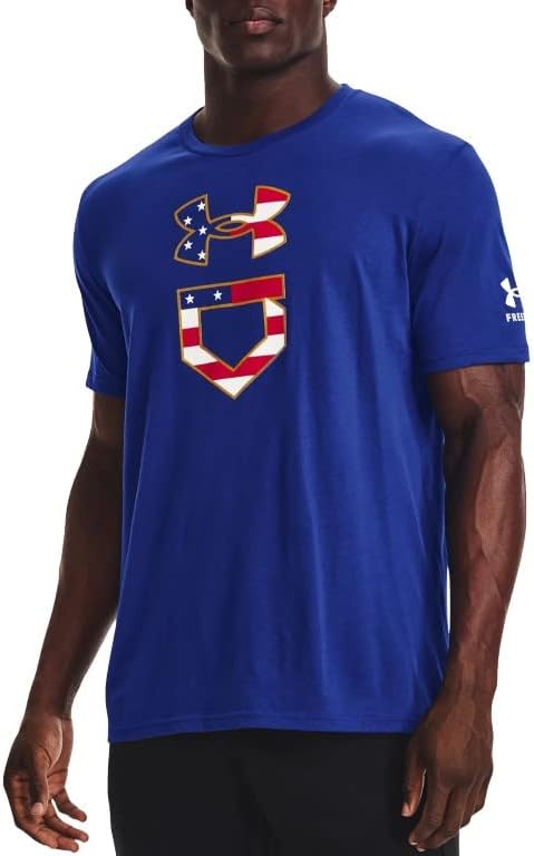 Under Armour Men's Baseball USA Icon Loose Blue Short-Sleeve-Shirt (L)