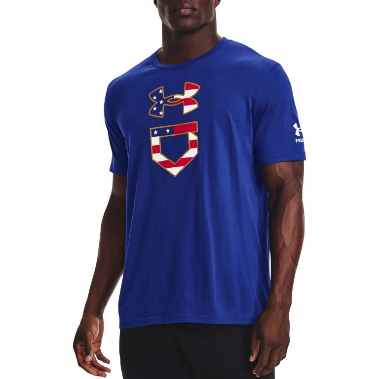 Maillot de baseball américain bleu UA pour homme en taille L à manches courtes
