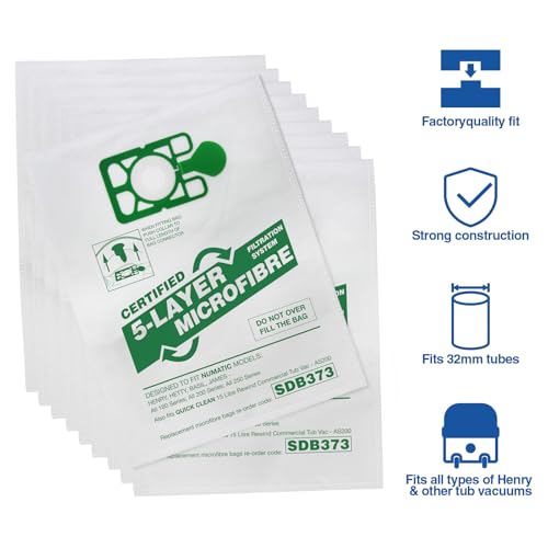 First4Spares 20 x Numatic Henry Hetty HEPAFLO Hoover Bags Vacuum Cleaner Cloth Hepa Flo Bag