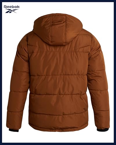 Image of Reebok Mens Winter Jacket - Thick Heavyweight Ski Winter Coat - Warm Insulated Quilted Hooded Puffer Coat for Men