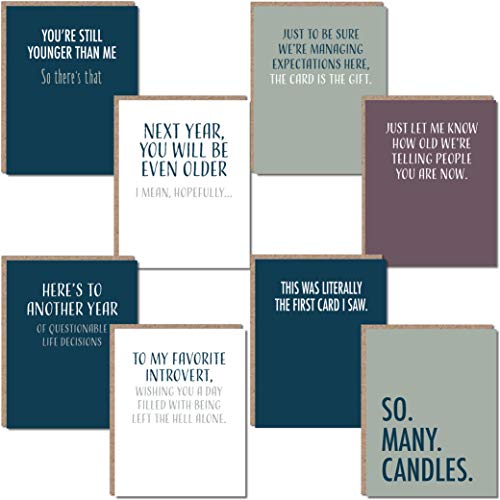 Funny Birthday Cards For Men And Women, Happy Birthday Card For Him Or Her, Funny Birthday Card Assortment, Birthday Cards Bulk, 8 Sets Of Cards And Envelopes, 4.25 X 5.5 Blank Greeting Cards Modern Wit #TOP5