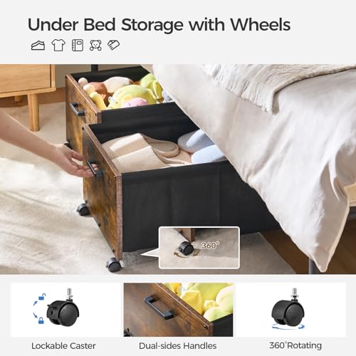 FOUCSSOMEI Under Bed Storage with Wheels, Wooden Under Bed Drawers On Wheels, Rolling Under Bed Shoe Storage, Space Saving, Rustic Brown,70L by FOUCSSOMEI - Image 2