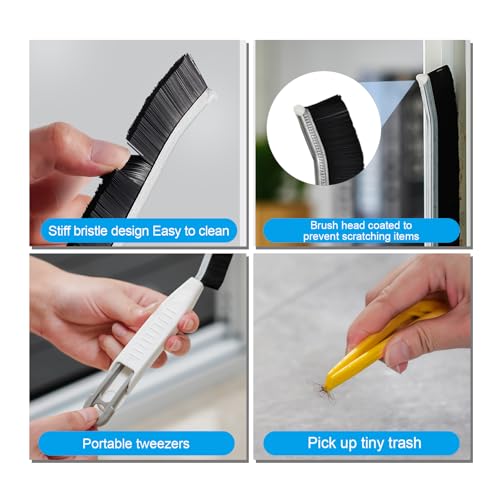 Image of 2 Pack Hard Bristle Grout Cleaning Brush, Heavy Duty Crevice Scrubber for Tile Lines, Sink, Stove & Bathroom Narrow Gap Deep Stain Remover Tool