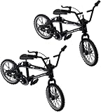 JENWUN 2 x Schwarze 1/18 Druckguss-Action-Figur, Spielzeug, Mini-Finger, Mountainbike, Fahrrad, Kunst, Handwerk, Desktop-Dekoration, Fingerfahrräder