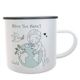 Geschenk Umweltaktivist Emaille-Tasse Erde Friedenstaube love the planet mit Namen Mädchen Junge Naturschutz earthday Umwelt (Jungen mit Namen)