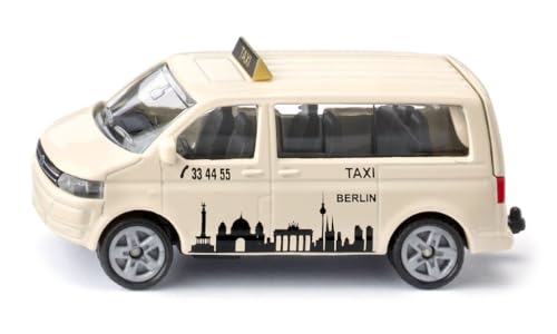 SIKU 1555 VW T5 Grand Taxi, Métal/Plastique, Beige, Voiture Jouet pour Enfants, Imprimé Berlin, Pneus en Caoutchouc, Hayon ouvrant