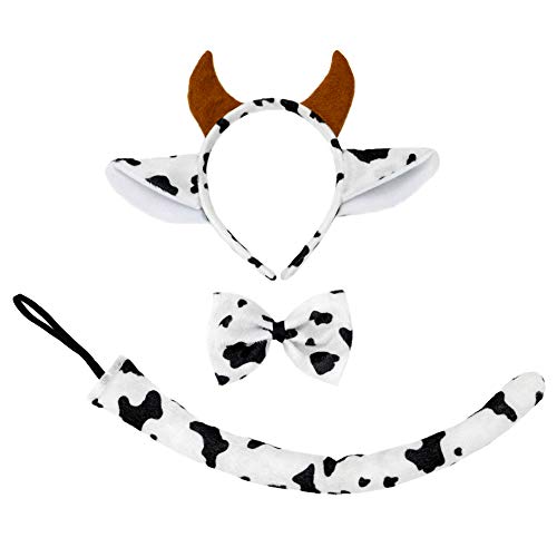 SeasonsTrading Cow Ears Headband Tail & Bow Tie Costume Set - Accessories Kit