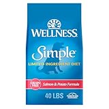 Wellness Simple Limited Ingredient Adult Dry Dog Food, Grain Free Kibble, Sensitive Stomach, Skin & Coat Support, Natural, Chicken Free, Salmon and Potato Recipe, 40 lb Bag