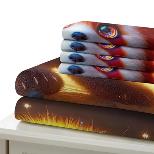 Ensemble de lit panda rouge 260x220 cm en microfibre avec housses d'oreillers - 6