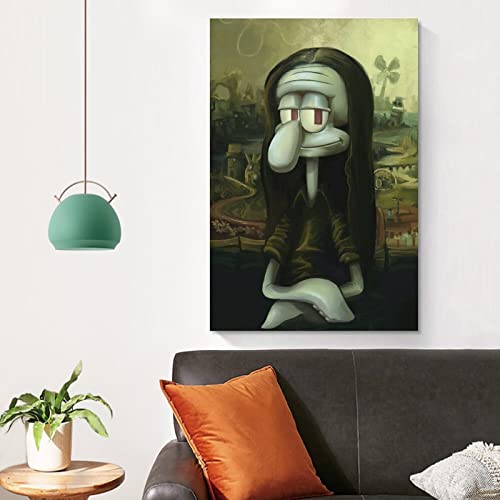 Shijiedaya Squidward Famous Painting Lisa Funny Spoof Poster Posters For Room Aesthetic 90S Decorative Painting Canvas Wall Art Living Room Posters For Bedroom Painting Unframed 08X12Inch(20X30Cm) #TOP3