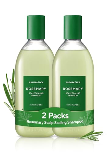 Image of AROMATICA Rosemary Scalp Scaling Shampoo (2 packs) (13.53 oz) | Thinning Hair Loss Natural Rosemary Essential Oil for Women Hair Growth - Free from Sulfate, Silicone, and Paraben