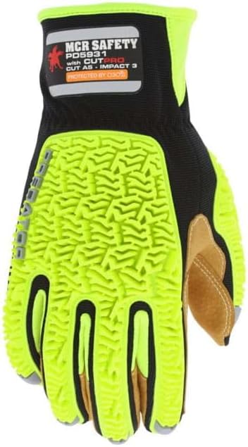 MCR Safety Predator Impact Mechanics Sasquatch Leather Palm Work Gloves, 2XL, PD5931XXL