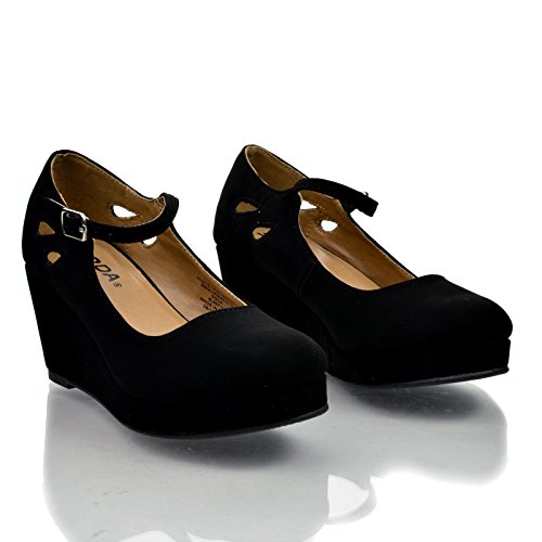 SODA Girl's Closed Toe Mary Jane Platform Wedge Sandal2
