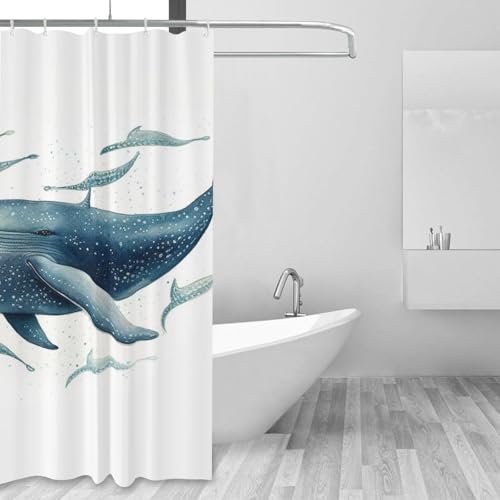 Rideau de douche imperméable fini les flaques d'eau motif baleine - 6