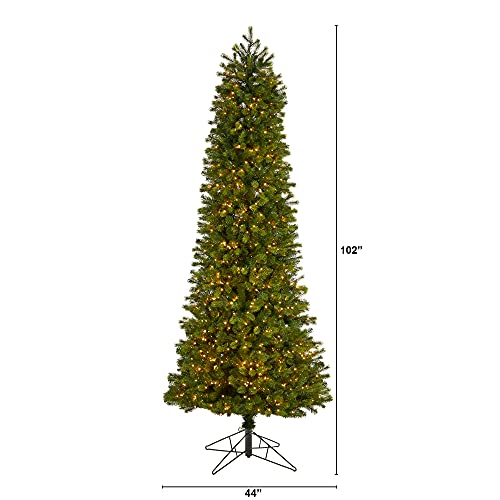 8.5Ft. Slim Colorado Mountain Spruce Artificial Christmas Tree With 900 (Multifunction With Remote Control) Warm White Micro Led Lights With Instant Connect Technology And 1664 Bendable Branches #TOP1