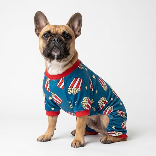 Image of Fitwarm Popcorn Dog Pajamas, Funny Dog Clothes for Small Dogs Boy Girl, Fleece Pet Onesie with Feet, Blue, Red, White, Yellow, Small