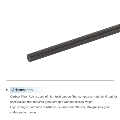 QUARKZMAN Kohlefaserstange, 3mm x 400mm Kohlestab für RC Flugzeug DIY Handwerk Drachenflügelrohr Quadcopter Arm Reparatur Packung mit 5