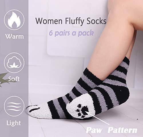 Toes Home 6 Paar Kuschelsocken Damen, Wintersocken Flauschige Socken Antiruschsocken, Warme Bettsocken Haussocken 36-42