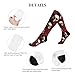 Supdreamc Women's Fashion Lightweight Socks Red Rose Skull, Cute Compression Knee High for Daily Wear Running Hiking Travel Casual Comfort