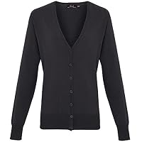 Premier Womens Cotton Rich Long Sleeve V-Neck Cardigan - Charcoal, Size 24