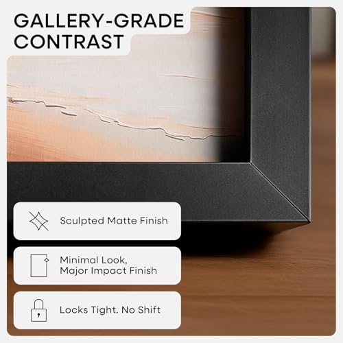 Image of Homeforia A1 Black Poster Frame, High-End Metal, A2 Mat, Glass | High End Aluminum, Tempered Glass, Acid-Free A2 Removable Mat, A1 Edge-to-Edge Display, Wall Kit, Set Of 1