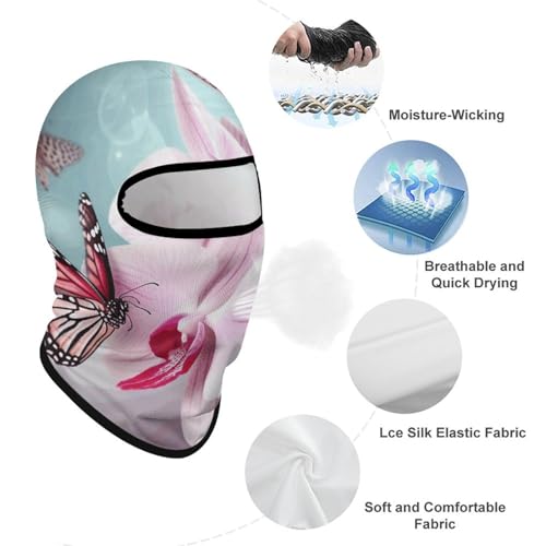 Balaclava para hombre, máscara para esquí y ciclismo con diseño de flor orquídea y mariposa, cubreboca y cuello para invierno miniatura 3