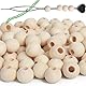 LeisuDay 120 Stück x 16mm Holzperlen natur Holzkugeln mit 6mm großem Loch, unbehandelt Holz Perlen zum Makramee Basteln Armband DIY Malen etc.