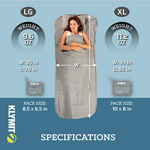 Klymit Nest Sleeping Bag Liner, 2-Person Sleeping Bag Insert, Gray, Xl #TOP4