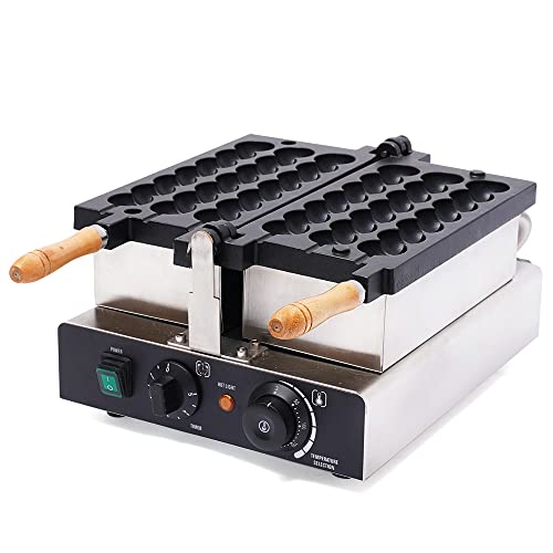 1800W Commercial Waffle Ball Maker, Nonstick Electric Bubble Skewer Waffle Ball Machine with 122-572°F Temperature Adjustment and Time Control for Bakeries, Restaurants, and Snack Shops